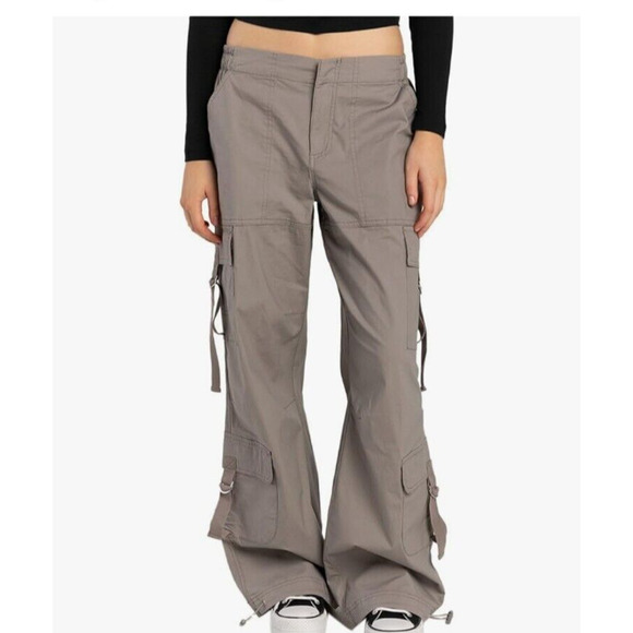 Tillys RSQ Womens Tan Cotton Cargo Pockets Double Parachute Skater Pants Large - Picture 1 of 11